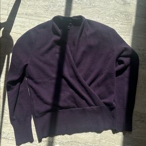 Sofia Cashmere 100% cashmere  Deep Purple wrap Sweater. SIZE XL.